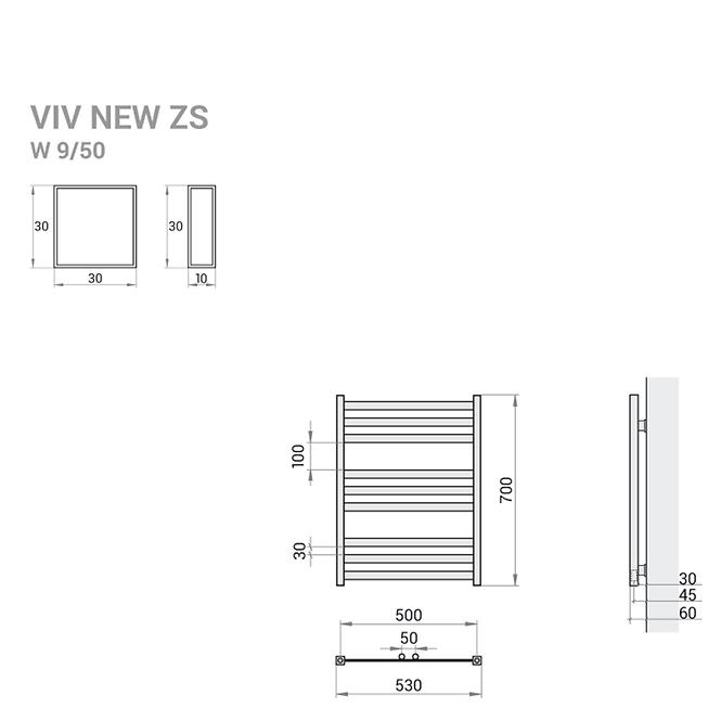 Kúpeľňový radiáto Viv New ZS6/50 700x530 328W biela