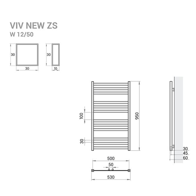 Kúpeľňový radiáto Viv New ZS9/50 950x530 418W čierna