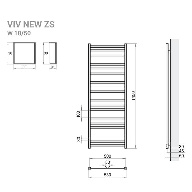 Kúpeľňový radiáto Viv New ZS15/50 1450x530 607W biela