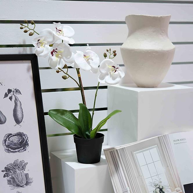 Umelá biela orchidea v kvetináči 40 cm