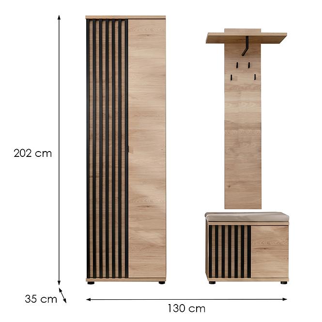 Predsieňový nábytok Pedro II HJZ PD2+P hickory jackson/čierna