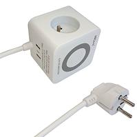 Predlžovací kábel Power Cube 3-GN + USB 2XA I 1XC ŁAD. INDUKC. 1.4M 3X1 B