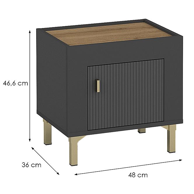 Nočný Stolík Mossa M11 dub whisky/čierna mat