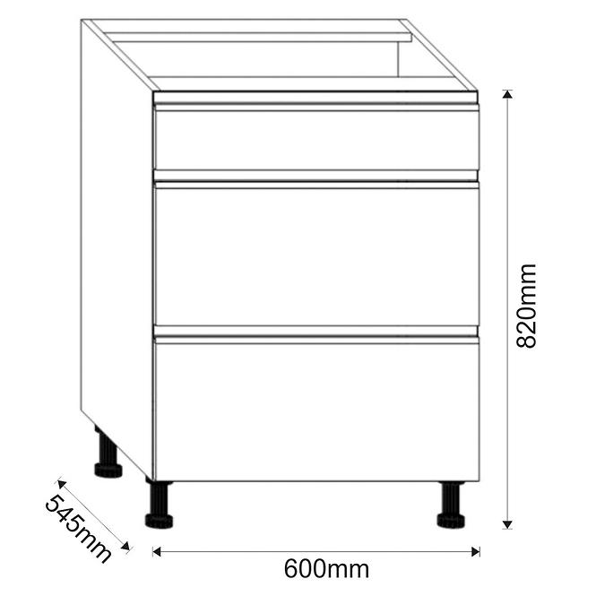 Kuchynská Skrinka Industry D60 3SZ METALBOX čierna/artisan