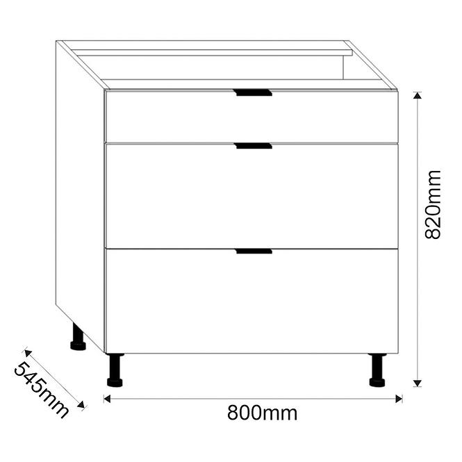 Kuchynská Skrinka LOFT II D80 3SZ METALBOX grafit