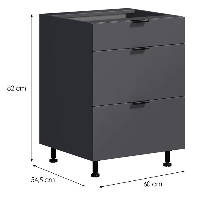 Kuchynská Skrinka LOFT II D60 3SZ METALBOX grafit