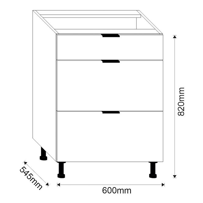 Kuchynská Skrinka LOFT II D60 3SZ METALBOX grafit