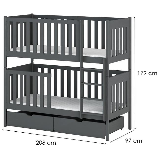 Poschodová Posteľ Dawid 90x200 graphite