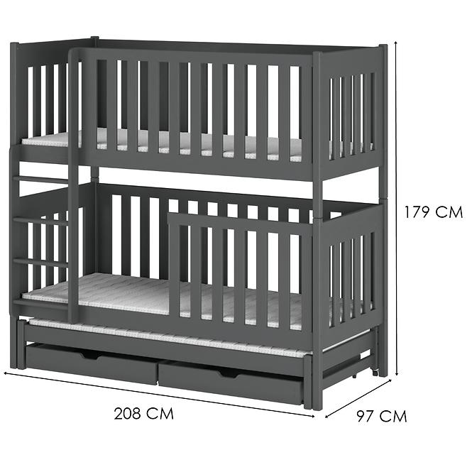Poschodová Posteľ Emilka 90x200 graphite