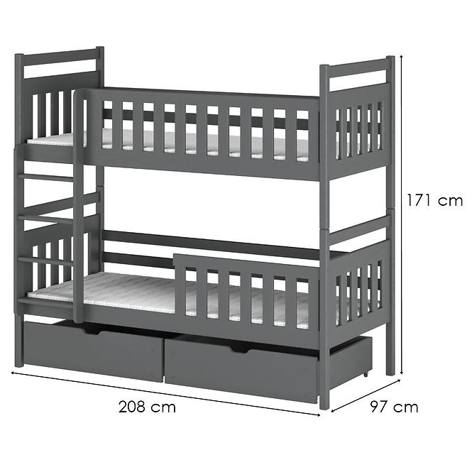 Poschodová Posteľ Monika 90x200 graphite