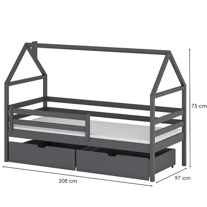 Posteľ Chata Aron 90x200 graphite