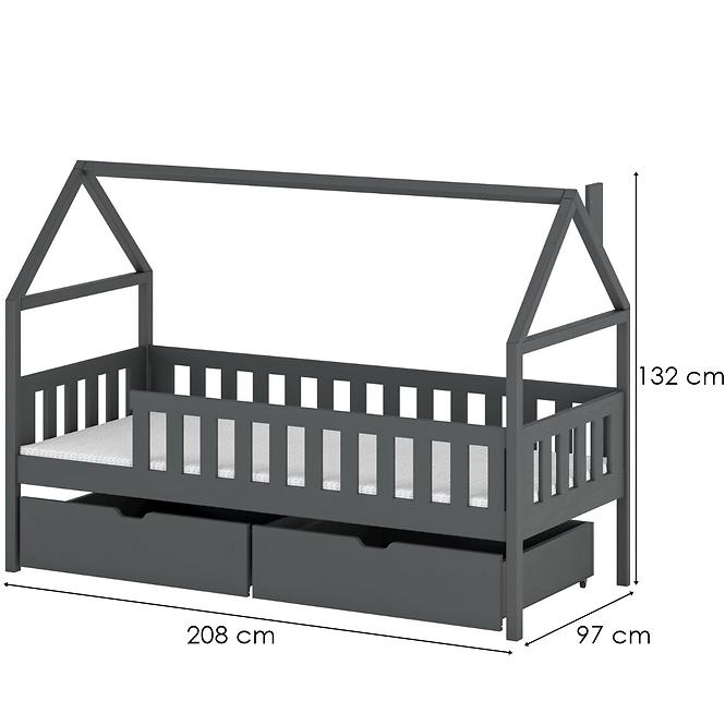 Posteľ Chata Domi 90x200 graphite