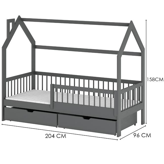 Posteľ Chata Oskar 90x200 graphite