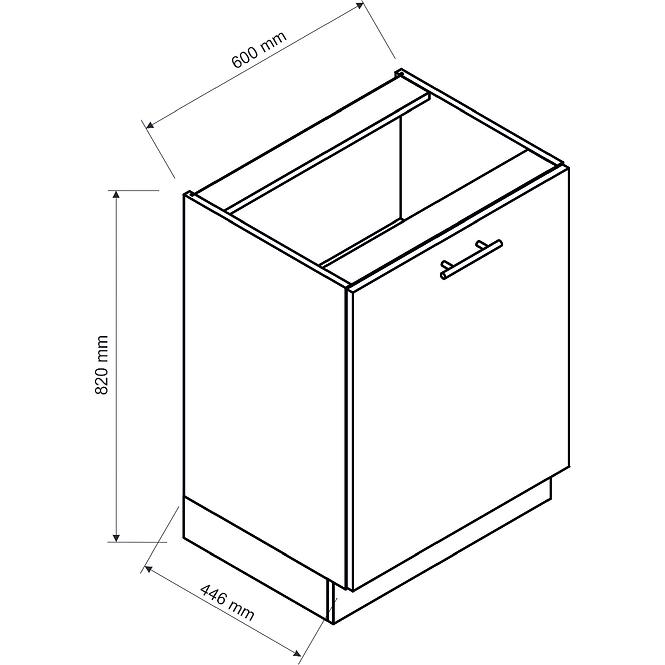 Kuchynská skrinka Anika D60 P/L grafit/grafit