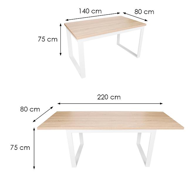 Stôl Iris ST-29 140x80+2x40 sonoma/biela