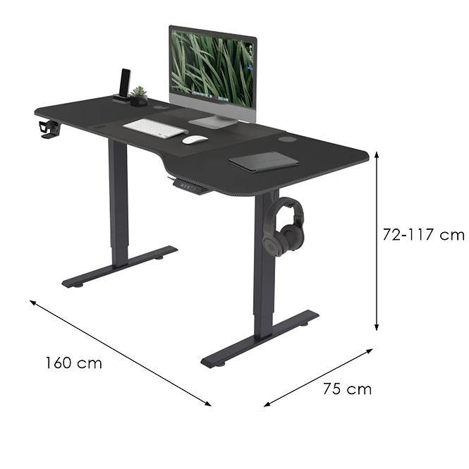 Elektrický Stôl 160 Ella čierna