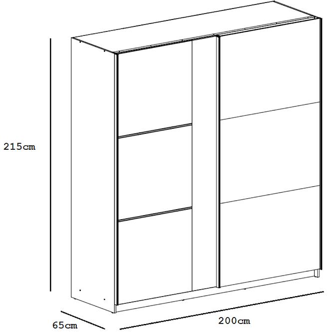 Skriňa Tunis 200 cm biela/fialová  Led