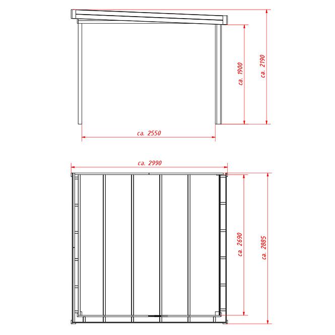 Terasa k domčeku Stockholm 2,78x2,72x2,18 m