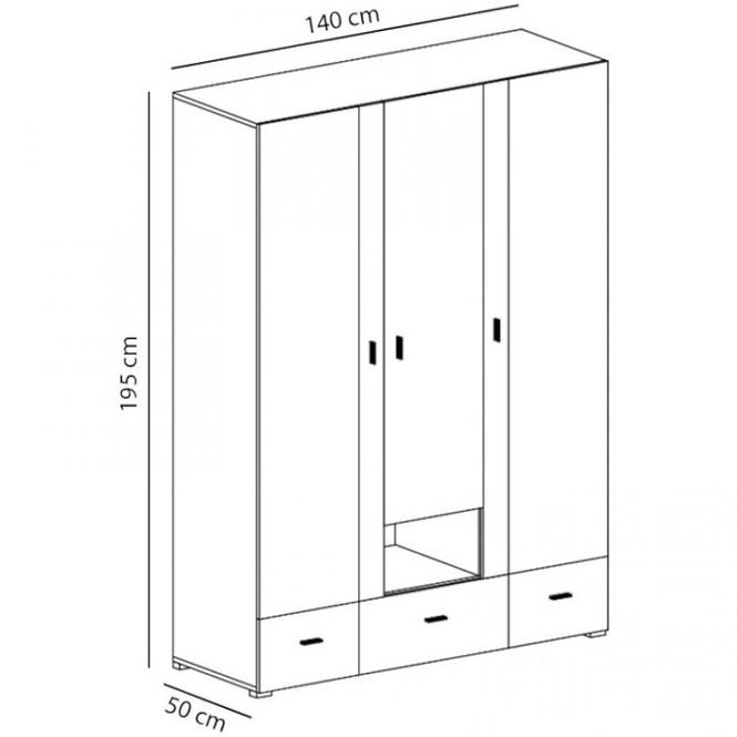 Skriňa Next NX-1 borovica biela/viola 140 cm