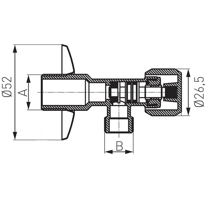 Rohový ventil 1/2˝ x 3/8˝ s rozetou