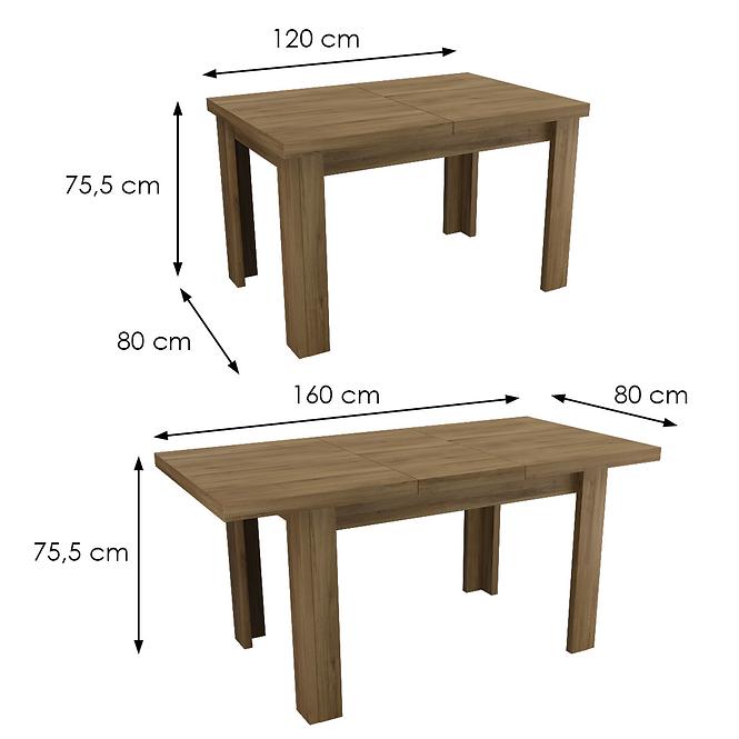 Rozkladací stôl 120/160x80cmTadeusz dub lefkas