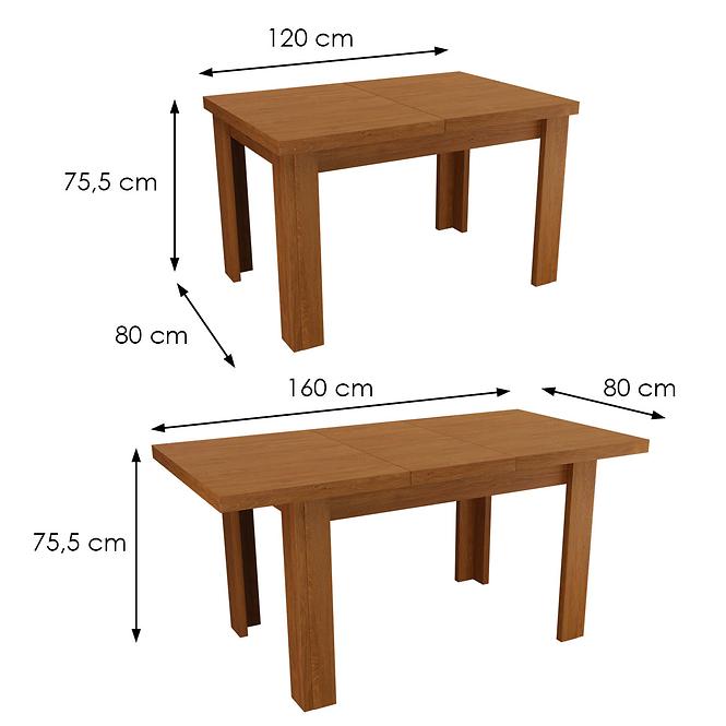 Rozkladací stôl 120/160x80cm jasan svetlý