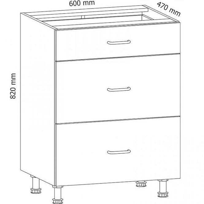 Kuchynská skrinka Linea D60S3 grey