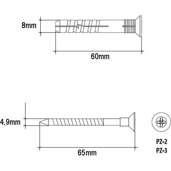 Wkręt-met Rozpínacia natĺkacia hmoždinka 8x60 mm L20