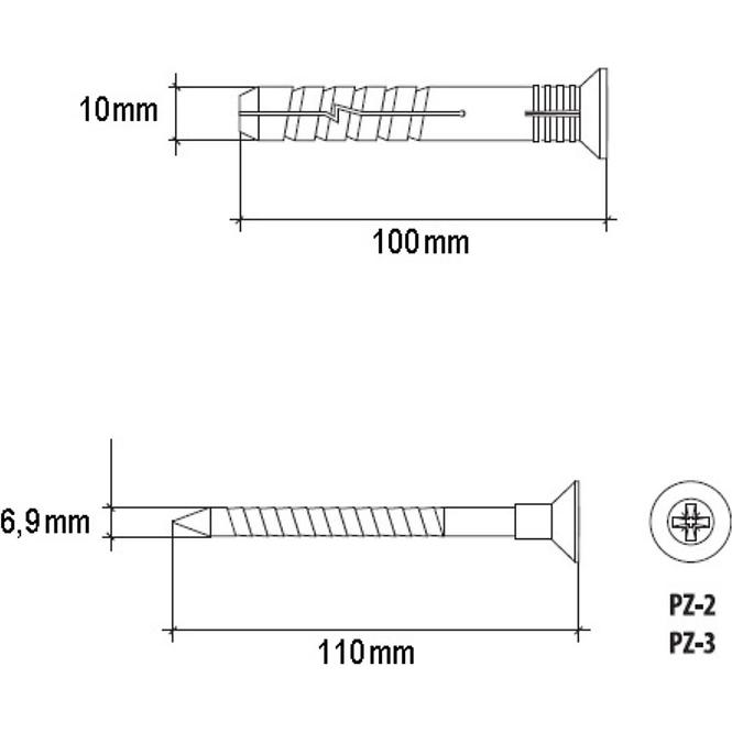 Wkręt-met Rozpínacia natĺkacia hmoždinka 10x100 mm L10