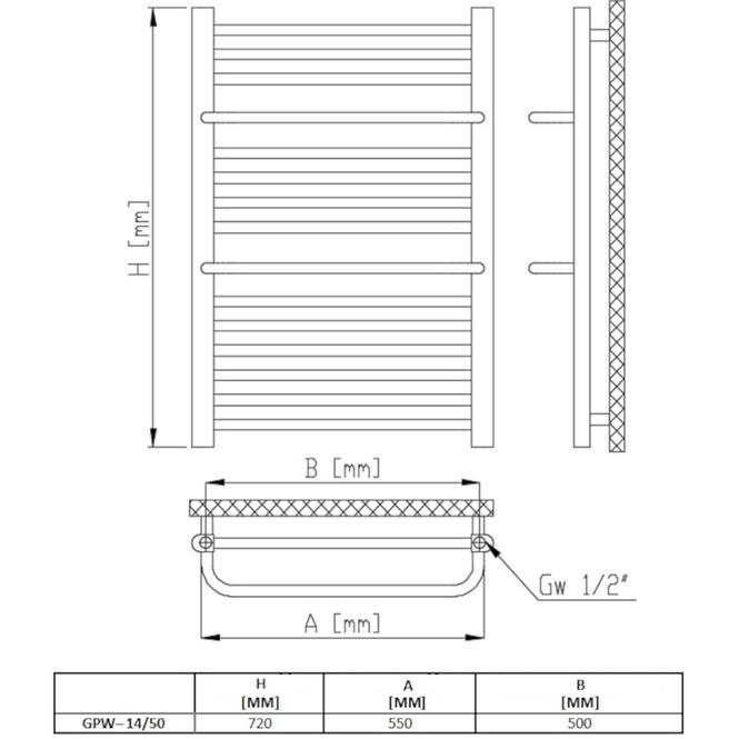 Radiátor GPW 720X550 333W