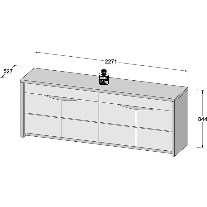 Komoda SAINT TROPEZ 227 dub sangallo/biely lesk